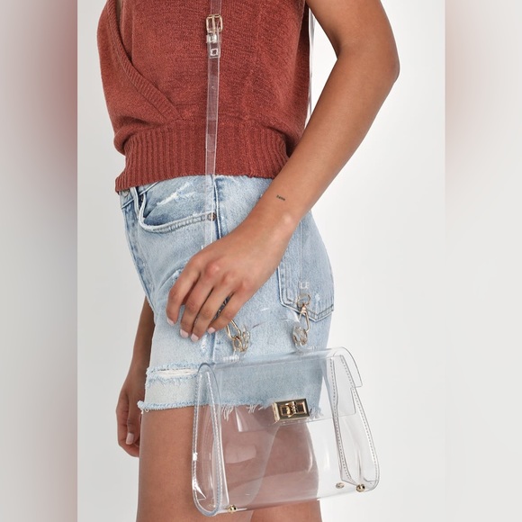 Cleared For Fun Clear and Gold Vinyl Crossbody Bag - Picture 11 of 13